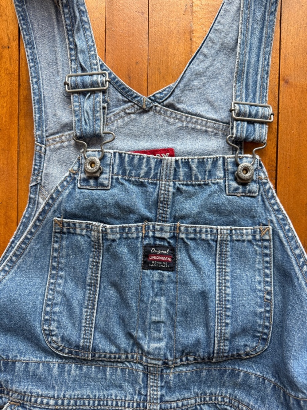 Union Bay Med Wash Vintage Denim Short Overalls Size M